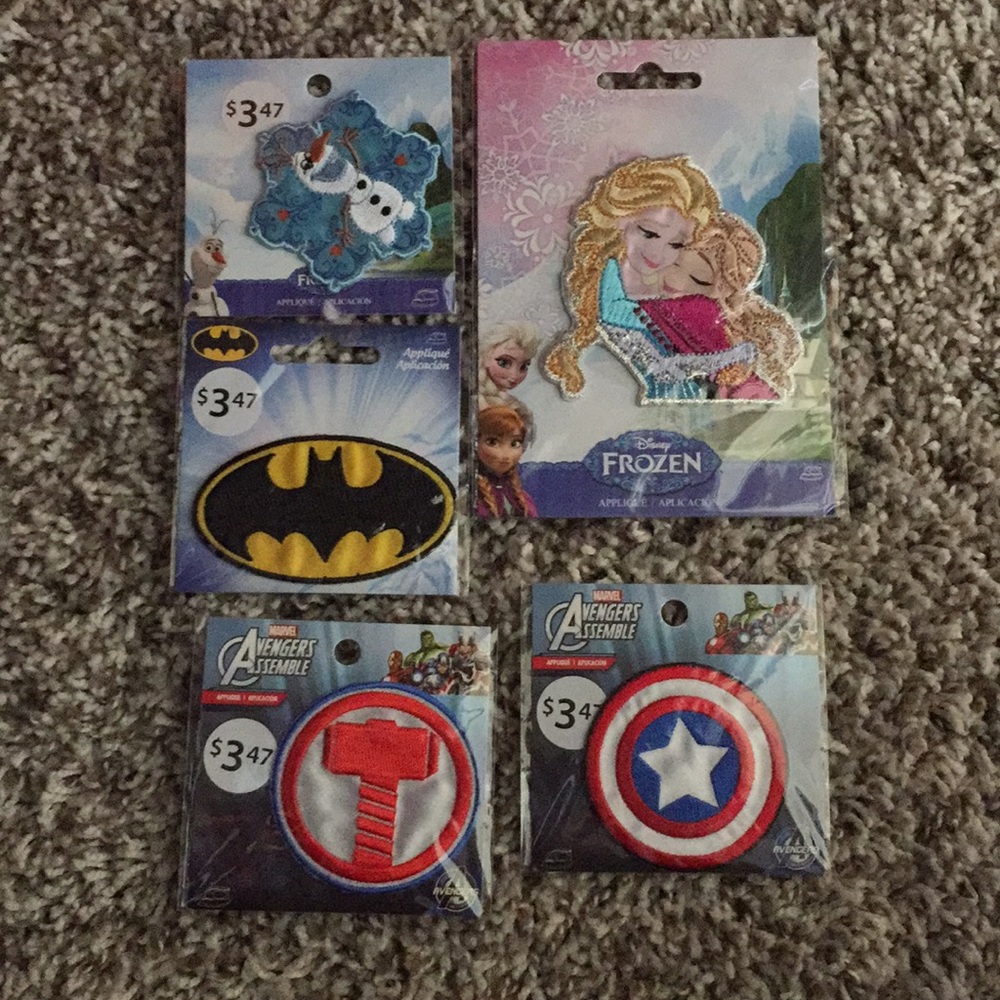 Frozen, Thor, Captain America, Batman Iron Patches
